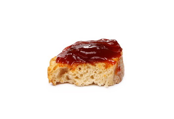 Bread slice with marmalade isolated on white background