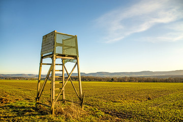 Hochsitz auf einer Wiese