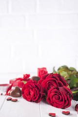 Beautiful red rose and dark chocolate for valentine day for Valentine's Day