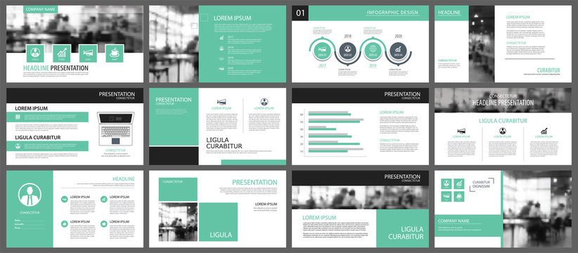 Green and white element for slide infographic on background. Presentation template. Use for business annual report, flyer, corporate marketing, leaflet, advertising, brochure, modern style.
