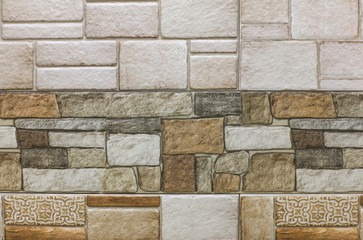 wall of decorative stones, tiles