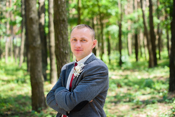 Young man in the part. Young fiance after the wedding ceremony