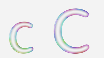 Vibrantly Colorful Upper and Lower Case c Rendered Using a Bubble