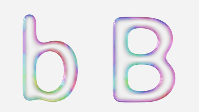 Vibrantly Colorful Upper and Lower Case b Rendered Using a Bubble