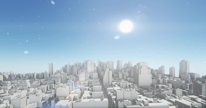 4k abstract urban business construction,flying over 3D Virtual Geometric City Office Buildings,aerial view of NewYork,web tech.