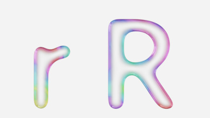 Vibrantly Colorful Upper and Lower Case r Rendered Using a Bubble