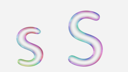 Vibrantly Colorful Upper and Lower Case s Rendered Using a Bubble