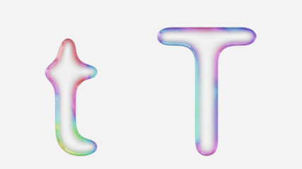 Fototapeta premium Vibrantly Colorful Upper and Lower Case t Rendered Using a Bubble