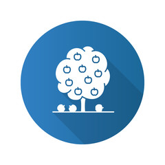 Fruit tree flat design long shadow glyph icon