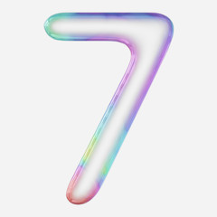 Vibrantly Colorful Number 7 Rendered Using a Bubble