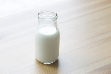 Milk bottle on table