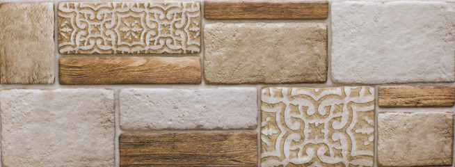wall of decorative stones, tiles