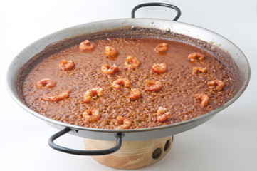 Arroz rojo de cabeza de carabineros.