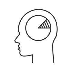 Human head with chart inside linear icon