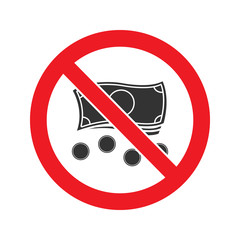 Forbidden sign with money glyph icon