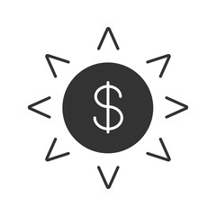 Sun with dollar sign glyph icon