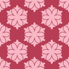 Fototapeta na wymiar Red floral seamless pattern