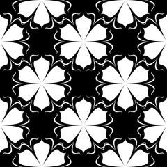 White floral design on black background. Seamless pattern