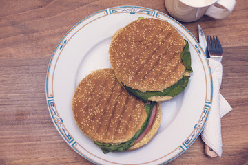 fresh homemade sandwiches on the grill