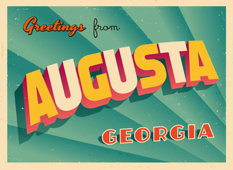 Vintage Touristic Greeting Card From Augusta, Georgia - Vector EPS10. Grunge effects can be easily removed for a brand new, clean sign. - obrazy, fototapety, plakaty