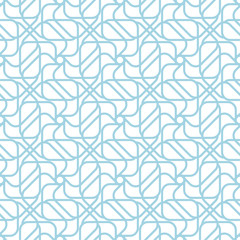 Geometric ornament. White and blue seamless pattern