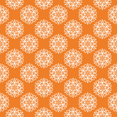 White floral seamless pattern on orange background