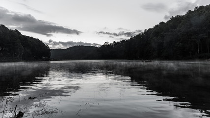 Before Sunrise at Pang Ung Lake in Mae Hong Son's city, North of THAILAND.