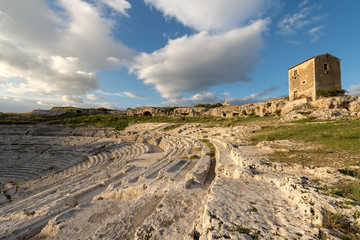 Fototapeta na wymiar Greek Roman Theater in Syracuse - Sicily Italy