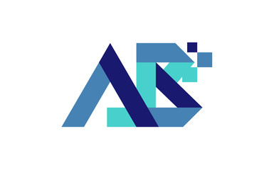 AB Digital Ribbon Letter Logo