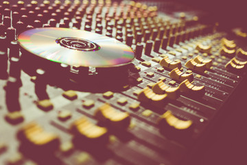 compact disc on sound mixer