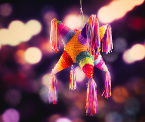 Colorful mexican pinata used in birthdays and posadas - obrazy, fototapety, plakaty