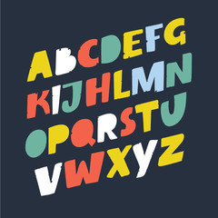 Handmade font. Vector comic letters. Funny alphabet for decoration