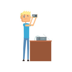 System administrator, networking service cartoon vector illustration