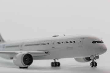 Airplane boeing model on white background