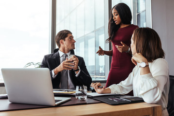 Business professionals working together on new project