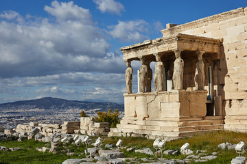 The Caryatids at the Temple of Erectheion, Acropolis, Athens.