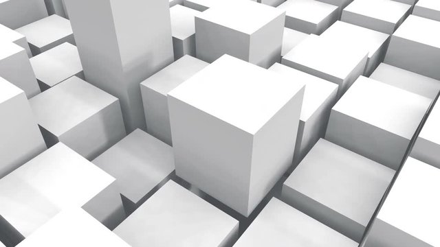 4k,abstract 3d white cubes animation background.