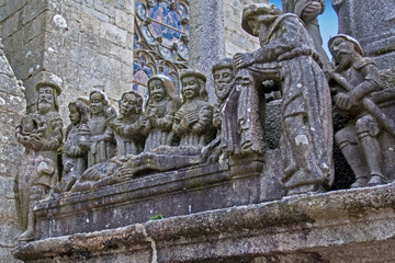 Fototapeta na wymiar Eglise de Saint Thégonnec, Sculptures sur calvaire, Finistère, Bretagne