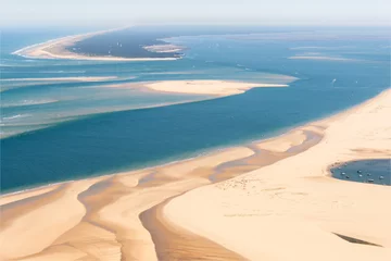 Crédence de cuisine en verre imprimé Photo aérienne Vue aérienne de bancs de sable dans le Bassin d'Arcachon en France