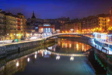 Fototapeta na wymiar view of Bilbao old town at morning, Spain