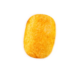 Barbecue flavored potato chips isolated on white background, top view