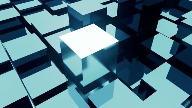 4k,abstract 3d metal cubes animation background.