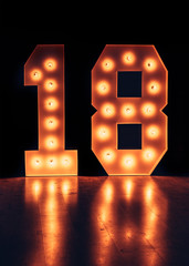 decorative number 18 for birthdays