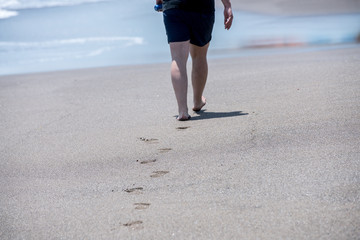 Walking on the soft beach sand