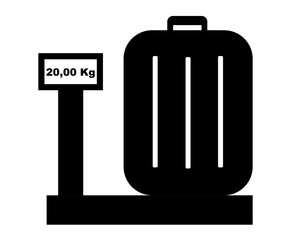 weigh baggage on airport - pictogram vector 