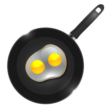 Vector illustration of a frying pan with omelette view from above. Vector element for your creativity