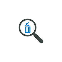 Magnifying glass icon, trash bin icon