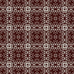 Outline seamless pattern with geometric figures. Repeated stylized stars abstract background. Ethnic and tribal motif