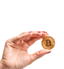 Holding bitcoin in hand