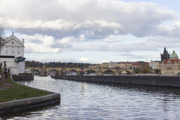 Charles Bridge with the Vltava river in Prague